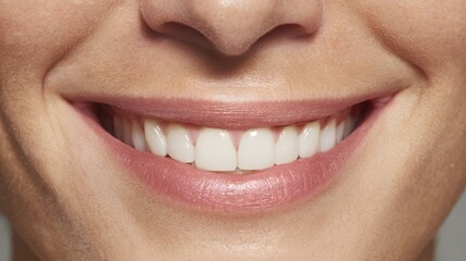 Obraz premium Close-up view of a happy smile with healthy teeth.