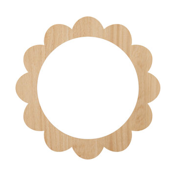 Elegant circular wood frame with scalloped edges against black backdrop showcasing craftsmanship