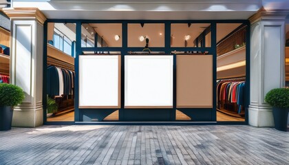 photography editorial blank banner on the floor in front of clothes shop