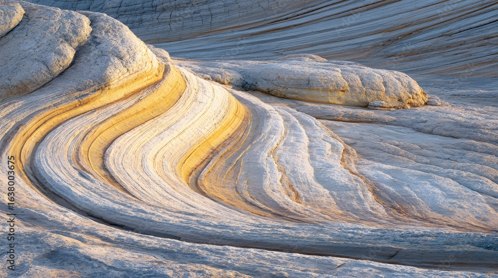Poster intricate patterns of light and shade on sculpted rock formations.
