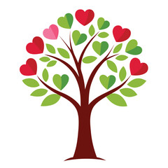 Obraz premium Single tree with heart shaped leaves and heart carved trunk