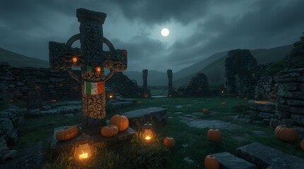 Celtic Cross Cemetery at Dusk