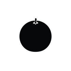 Simple black silhouette of an orange fruit on a white background
