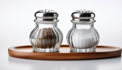 glass salt and pepper shaker on white background