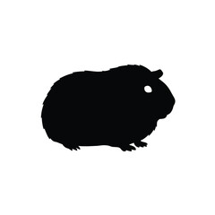 Black silhouette of a guinea pig on a white background