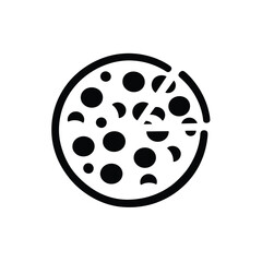 Fototapeta premium Simple black and white icon of a pizza with pepperoni