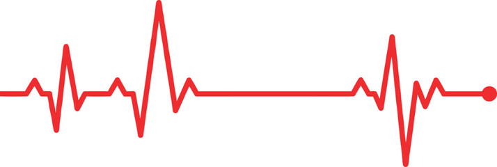 Red ECG heartbeat line, heart rhythm graph, medical pulse monitor, cardiology symbol, isolated vector, diagnostic design