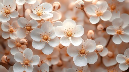 Delicate and ethereal white flowers in full bloom