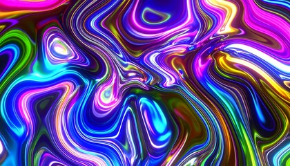 Vibrant, swirling neon color patterns create an abstract, liquid-like effect