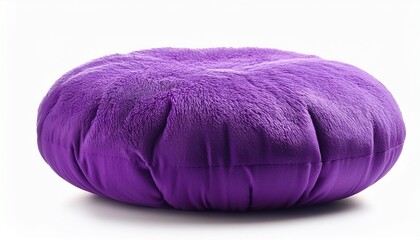 purple plush round pillow isolated on white background