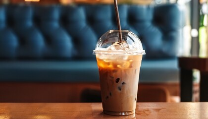 iced coffee beverage in cafe