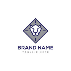 Geometric Logo Featuring a Lion's Head Inside a Diamond Shape animal