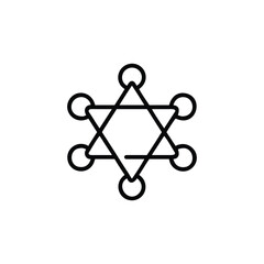 Geometric Star of David Symbol with Six Circles Icon on White Background Keywords: star of david, jewish star, hexagram, geometric