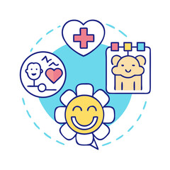 Mental health care with smile face and medical icons, positive support, doctor consultation, and wellness services for emotional and psychological ... See More