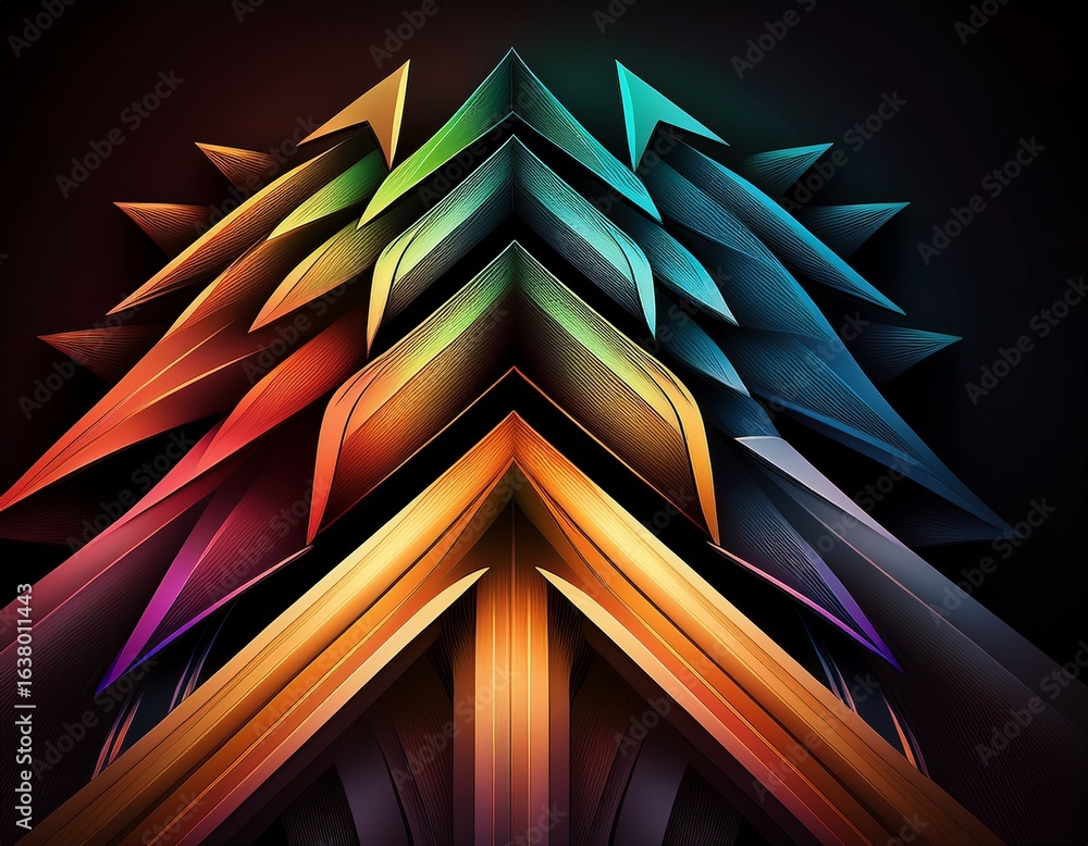 Poster abstract gradient arrows pointing inward on a black background