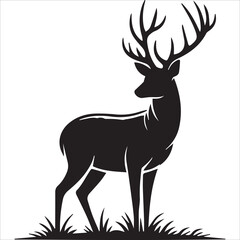 Obraz premium Standing Deer Silhouette – Vector Style