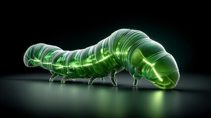 Illuminated insect art with a glowing core and intricate details, set against a dark backdrop.