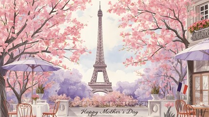 Eiffel Tower Illustration - Mothers Day Celebration