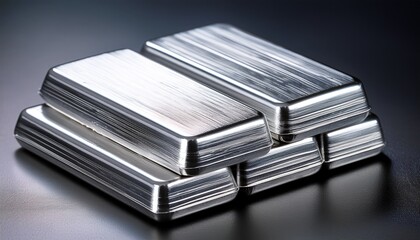 close up image of lustrous silver bar stack