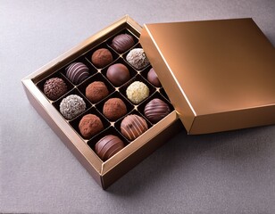box of assorted chocolate truffles open mockup