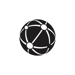 Black Globe Network Connection Icon on White Background internet world