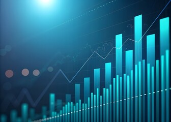 Abstract digital financial graph visualization showing upward trends and success with business investment charts and data analytics.