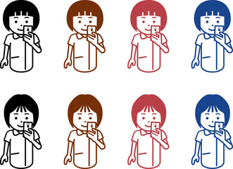 スマホを見る女性看護師のアイコン