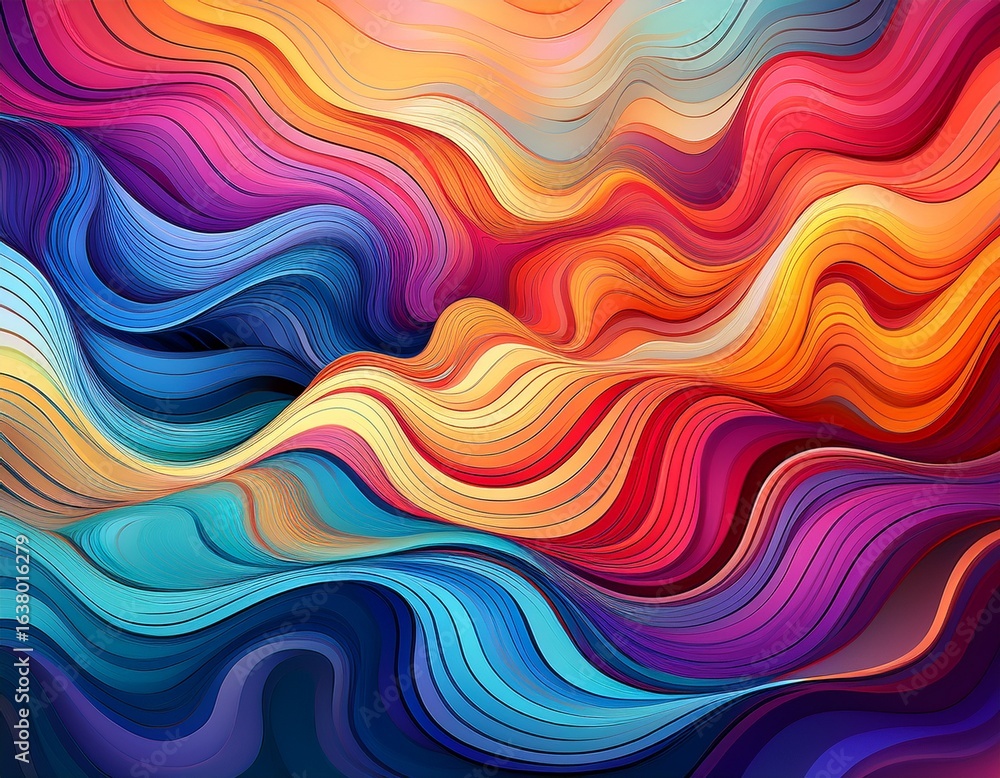Poster abstract colorful wave patterns blend together seamlessly showcasing a vibrant and artistic display 