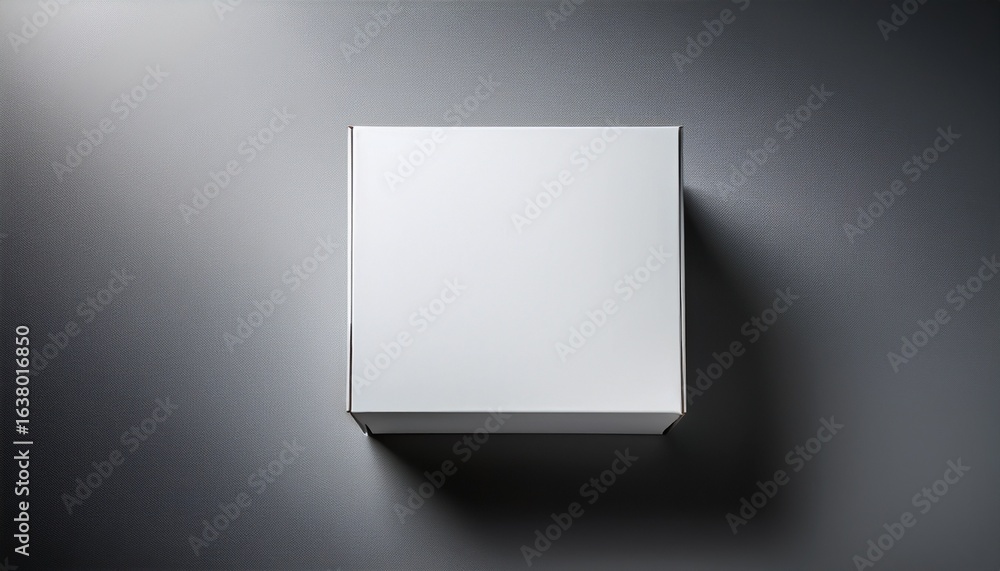 Poster clean and minimalistic box mock up on a plain gray surface