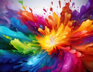 Obraz premium a vibrant splash of multicolored paint bursting forth radiating energy and creativity it symbolizes a kaleidoscope of colors representing a spectrum of ideas and emotions