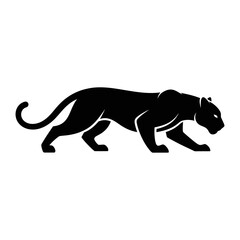 Obraz premium Silhouette of a panther walking with its tail curled.