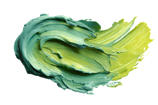 Abstract Green Paint Swirl, isolated on transparent background