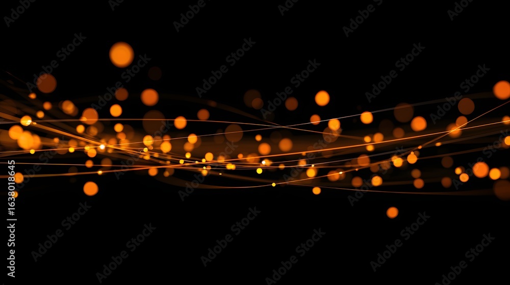 Poster Abstract design with orange glowing lines and bokeh.