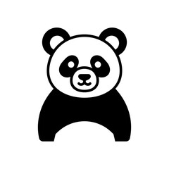 A stylized black and white panda bear illustration facing forward.