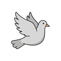 Obraz premium A cartoon dove with outstretched wings is depicted in flight.