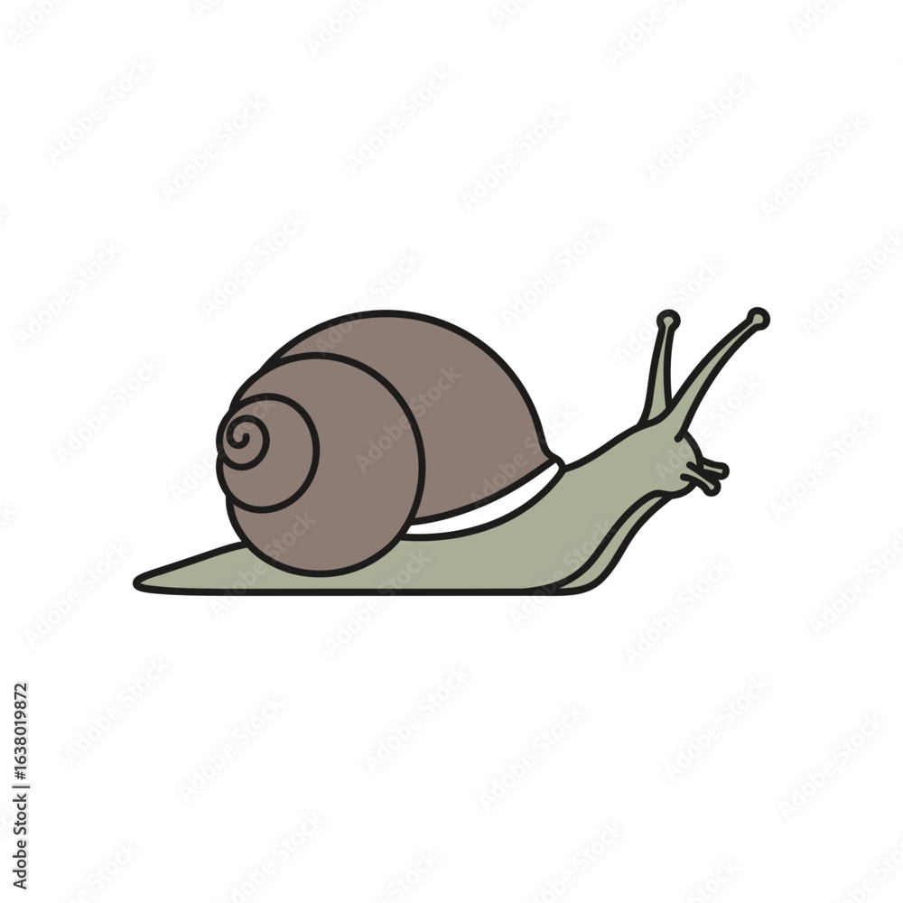 Poster a snail crawls forward displaying its shell and antennae.