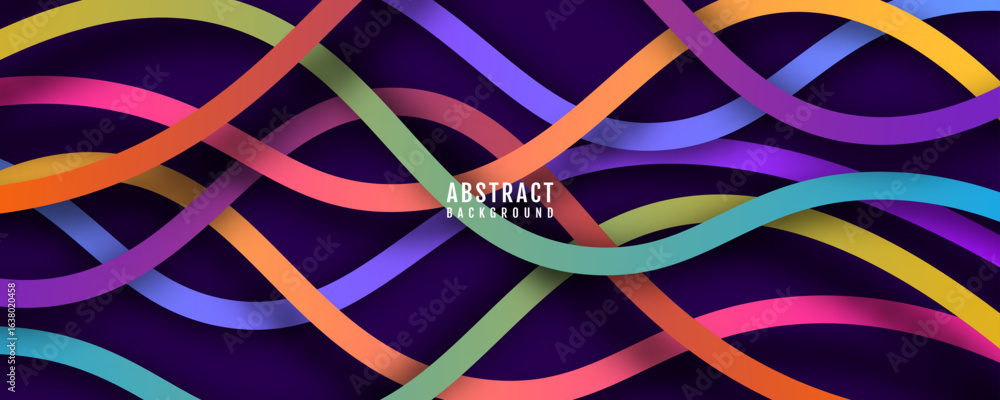 Poster 3d colorful lines abstract background overlap layer on bright space with flowing waves decoration. m