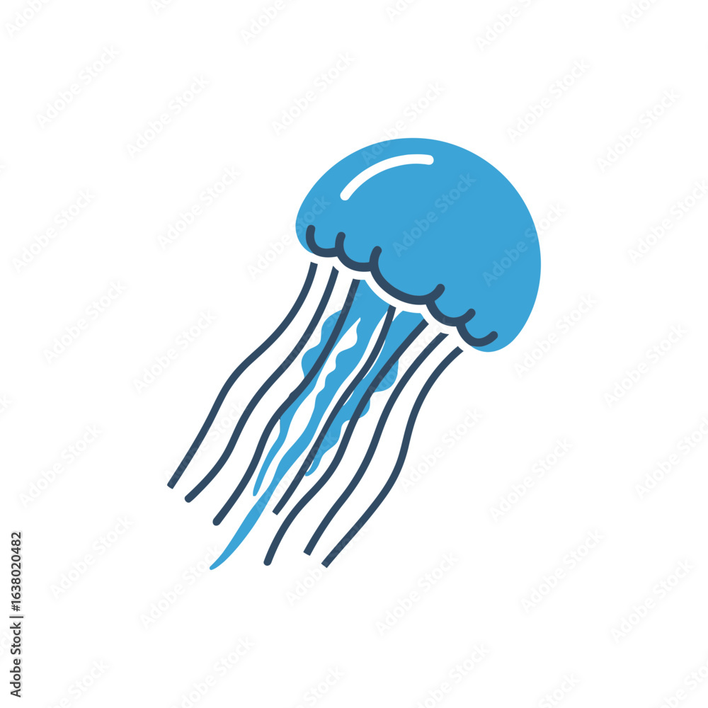 Poster a blue jellyfish illustration with trailing tentacles appears to float.