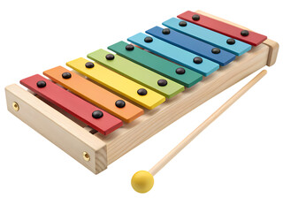 Fototapeta premium Rainbow Xylophone and Mallet on transparent background