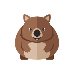 A cartoon wombat stands facing forward with a smiling expression.