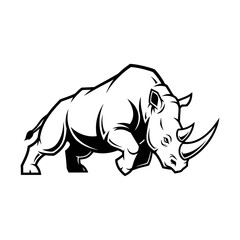 Fototapeta premium A rhinoceros illustration walks forward showing its horn and body details.