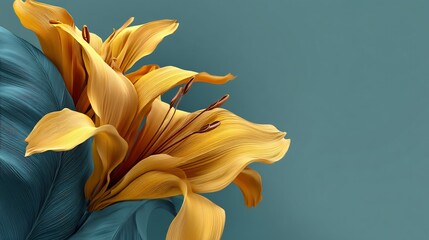 Stunning Close-up of Delicate Yellow Flowers Against a Serene Blue-Green Background