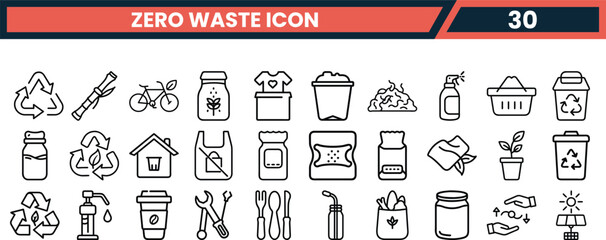 Vector art of zero waste icons isolated on white background