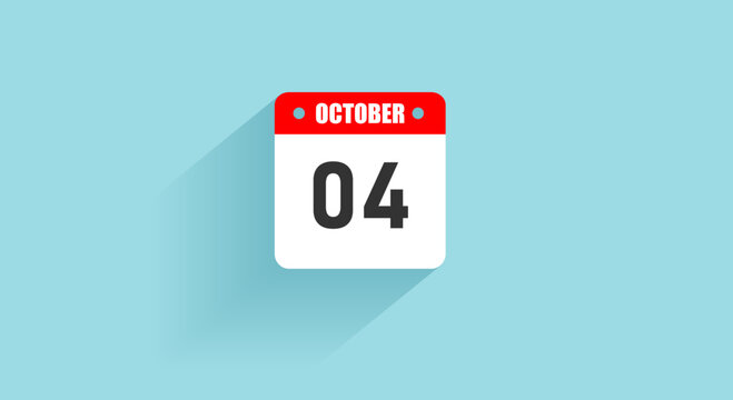 October 04 Calendar icon with shadow design