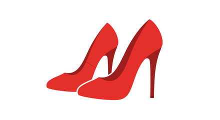 Elegant Red High Heels on White