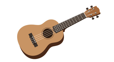 Fototapeta premium Light Brown Wooden Ukulele on Pure White Background