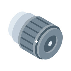 Trendy isometric icon of a digital camera lens focus