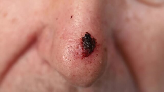 Skin condition overview of basal cell carcinoma on the nose