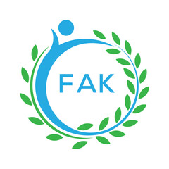 FAK letter logo. FAK blue image on white background. FAK Monogram logo design for entrepreneur and business. . FAK best Sports club logo.
