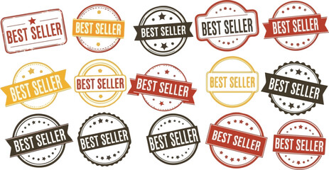 Create a kinds of deferent Best seller rubber stamp. vector art with white background.